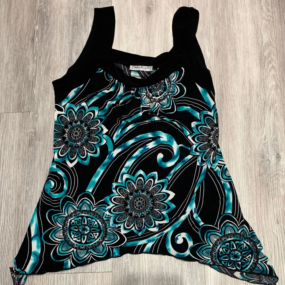 Y2K Claudia Richards Abstract Floral Tunic Top – Size Large